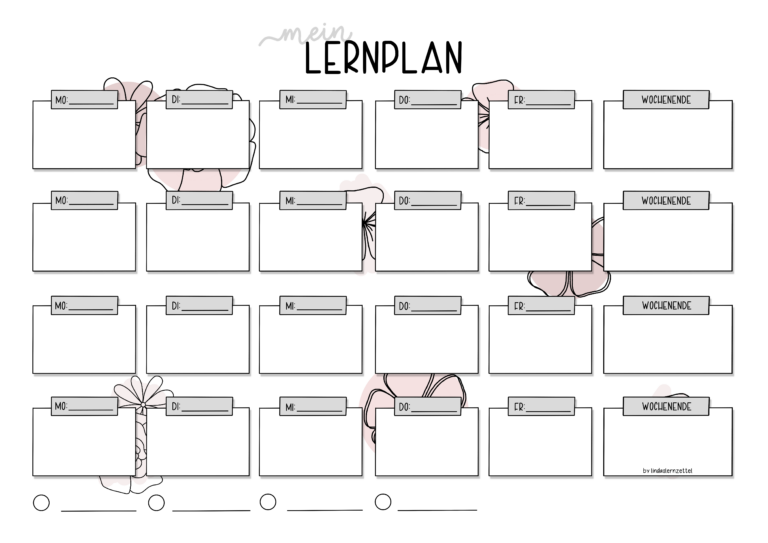Undatierte Lernpläne - Lindas Lernzettel